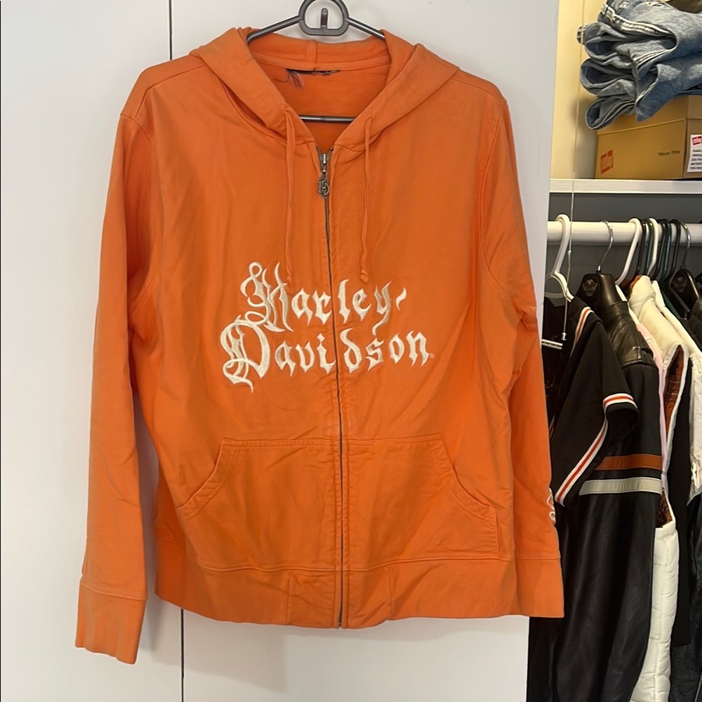 Harley-Davidson Bold Orange Zip-Up Hoodie